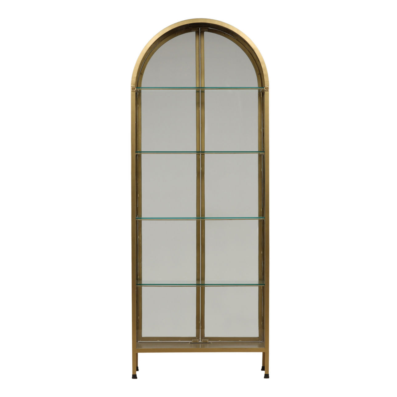 Brass Iron Frame and Glass Doors Cabinet 32 in Wide