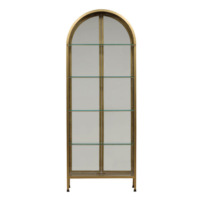 Brass Iron Frame and Glass Doors Cabinet 32 in Wide