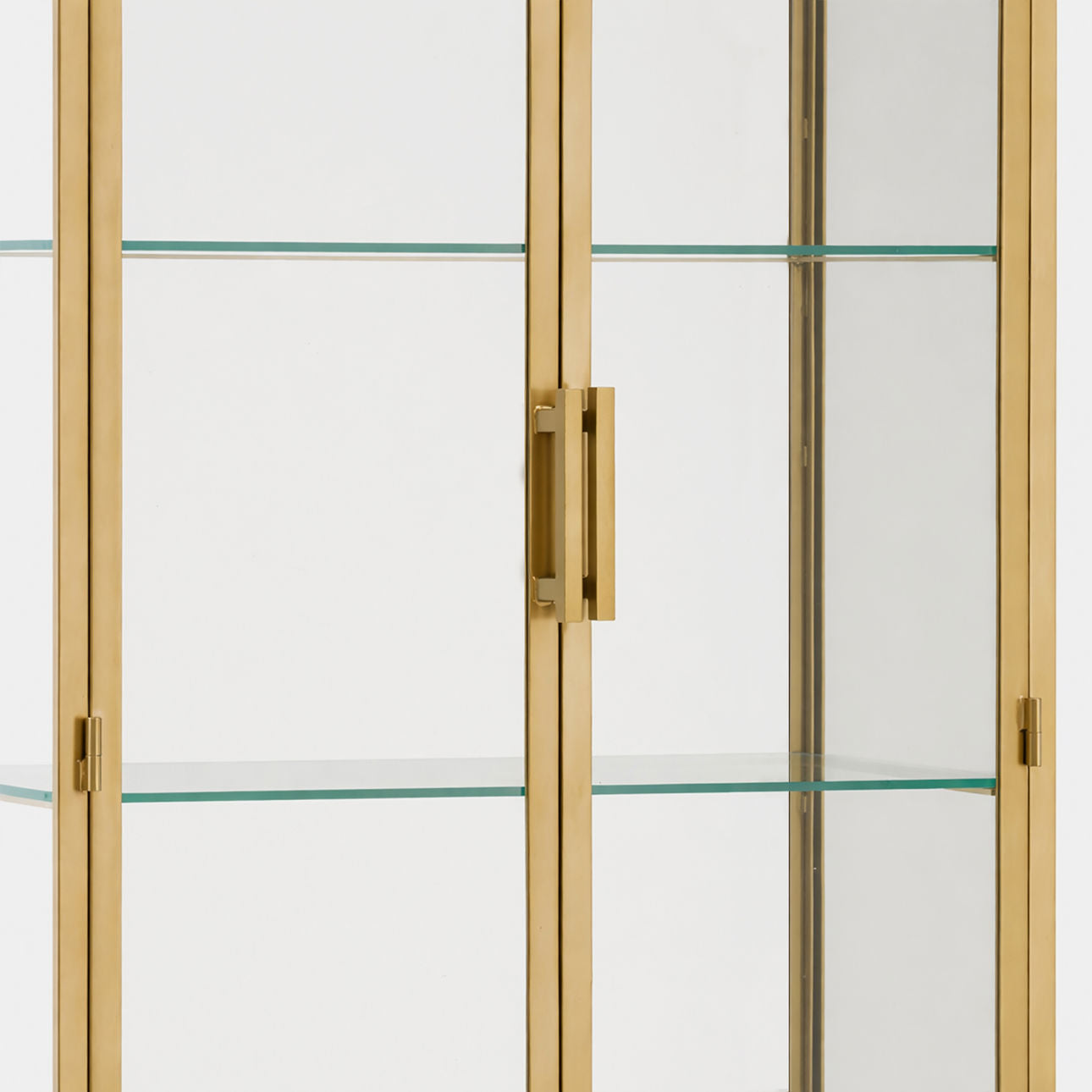 Brass Iron Frame and Glass Doors Cabinet 32 in Wide