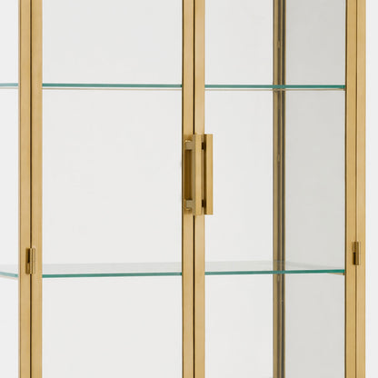 Brass Iron Frame and Glass Doors Cabinet 32 in Wide