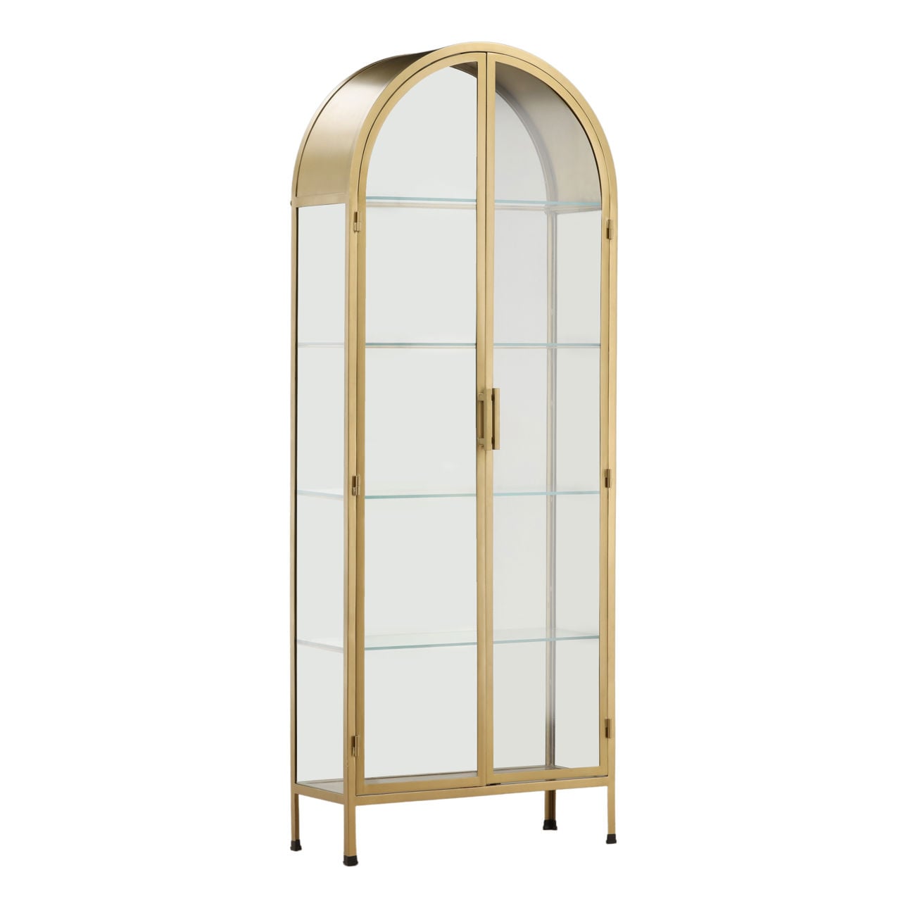 Brass Iron Frame and Glass Doors Cabinet 32 in Wide