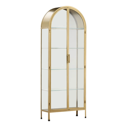 Brass Iron Frame and Glass Doors Cabinet 32 in Wide