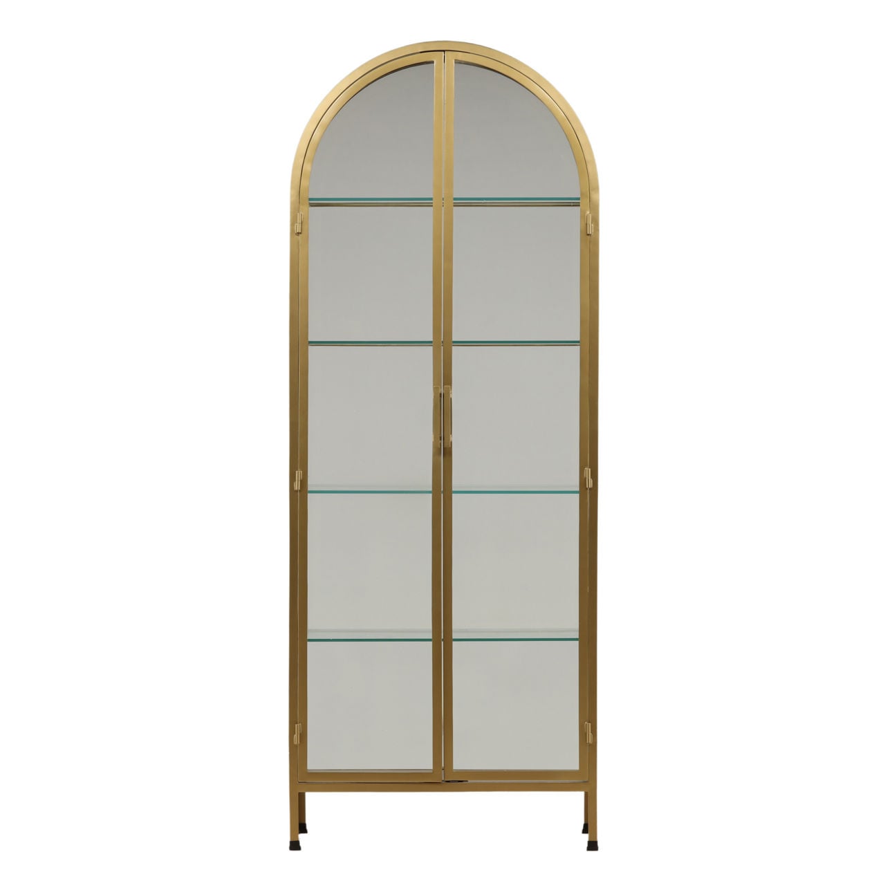 Brass Iron Frame and Glass Doors Cabinet 32 in Wide