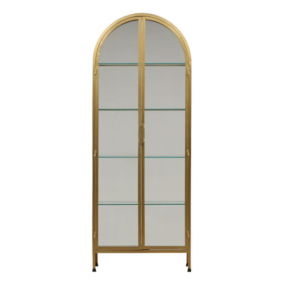 Brass Iron Frame and Glass Doors Cabinet 32 in Wide