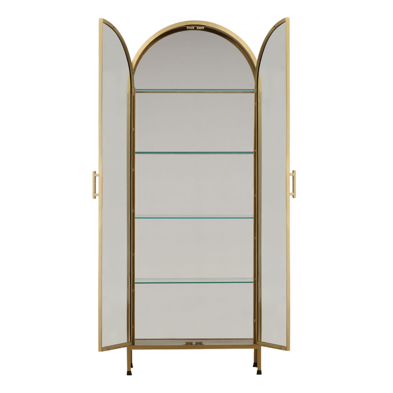 Brass Iron Frame and Glass Doors Cabinet 32 in Wide