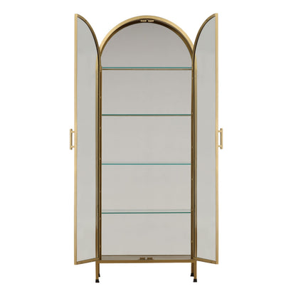 Brass Iron Frame and Glass Doors Cabinet 32 in Wide