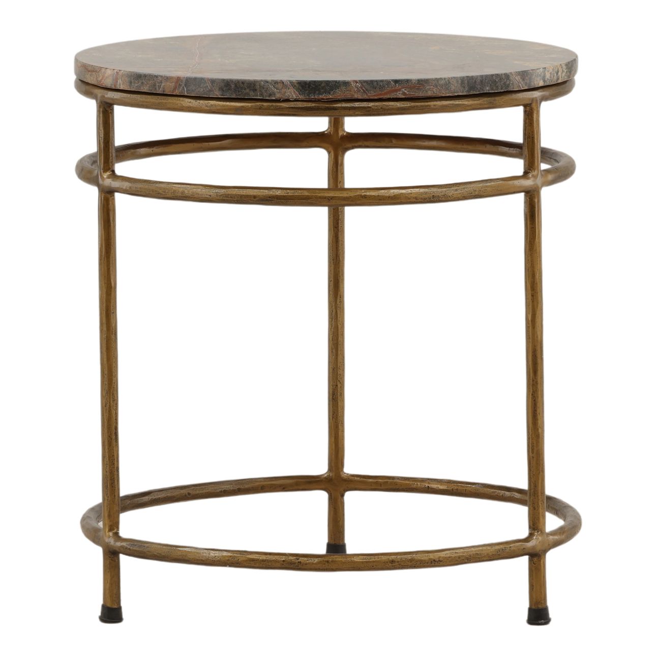 Brown and Green Marble and Antique Brass Bidasar Marble and Iron Table 22 in Wide