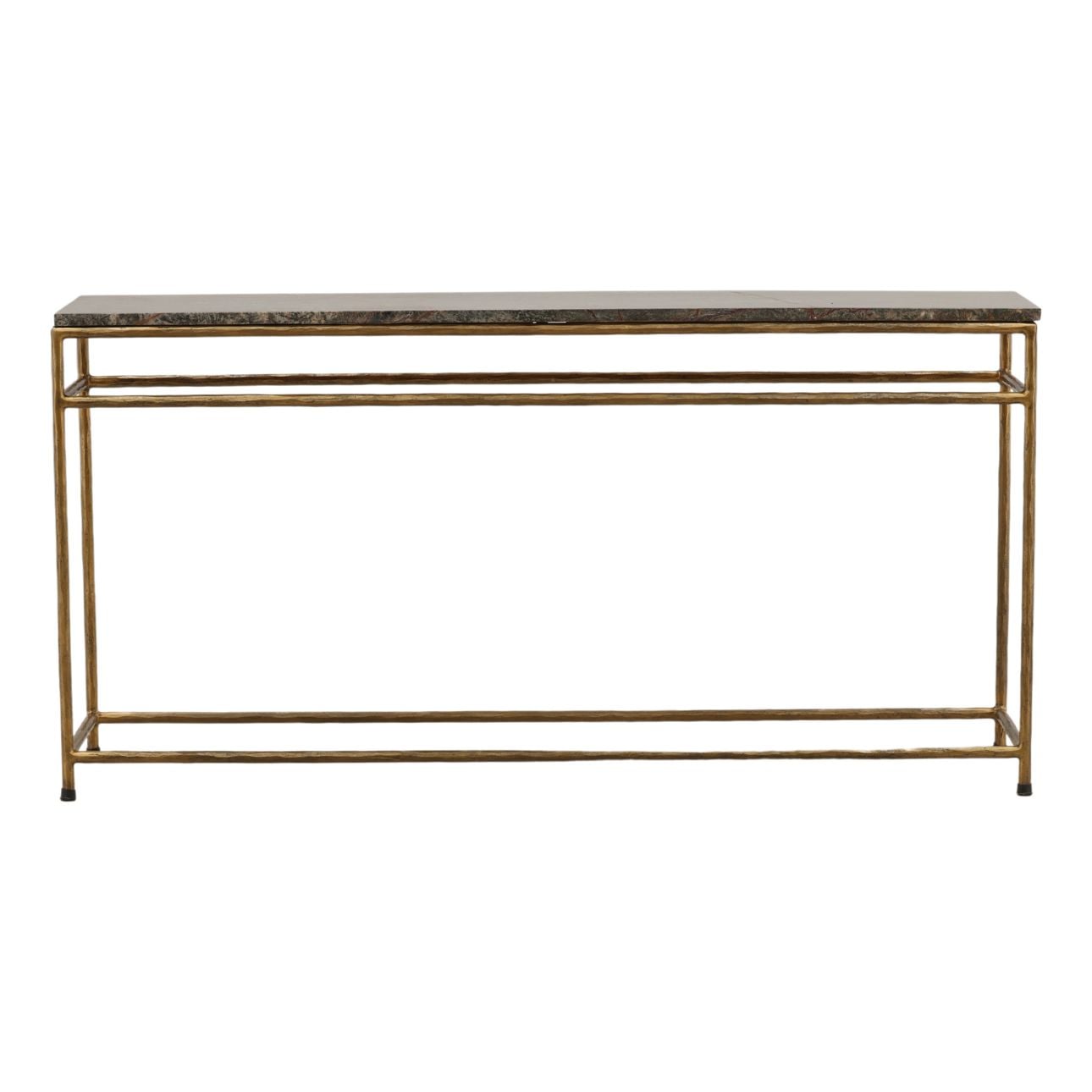Brown and Green Marble and Antique Brass Bidasar Marble and Iron Table 60 in Wide