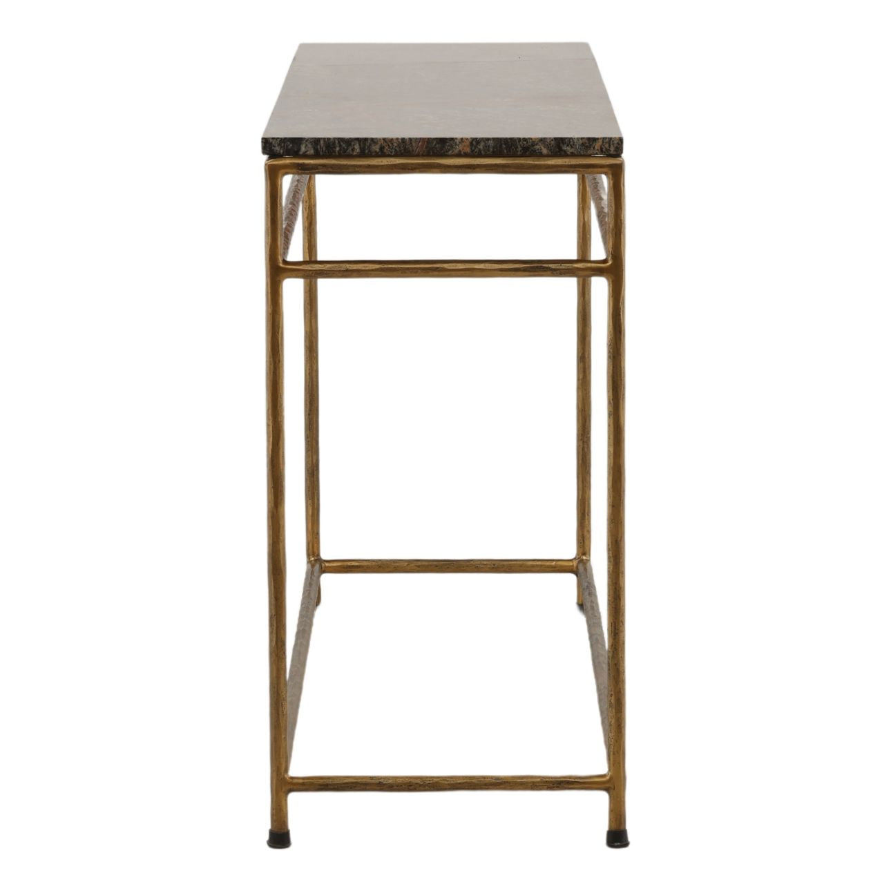 Brown and Green Marble and Antique Brass Bidasar Marble and Iron Table 60 in Wide