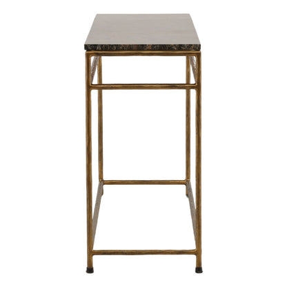 Brown and Green Marble and Antique Brass Bidasar Marble and Iron Table 60 in Wide