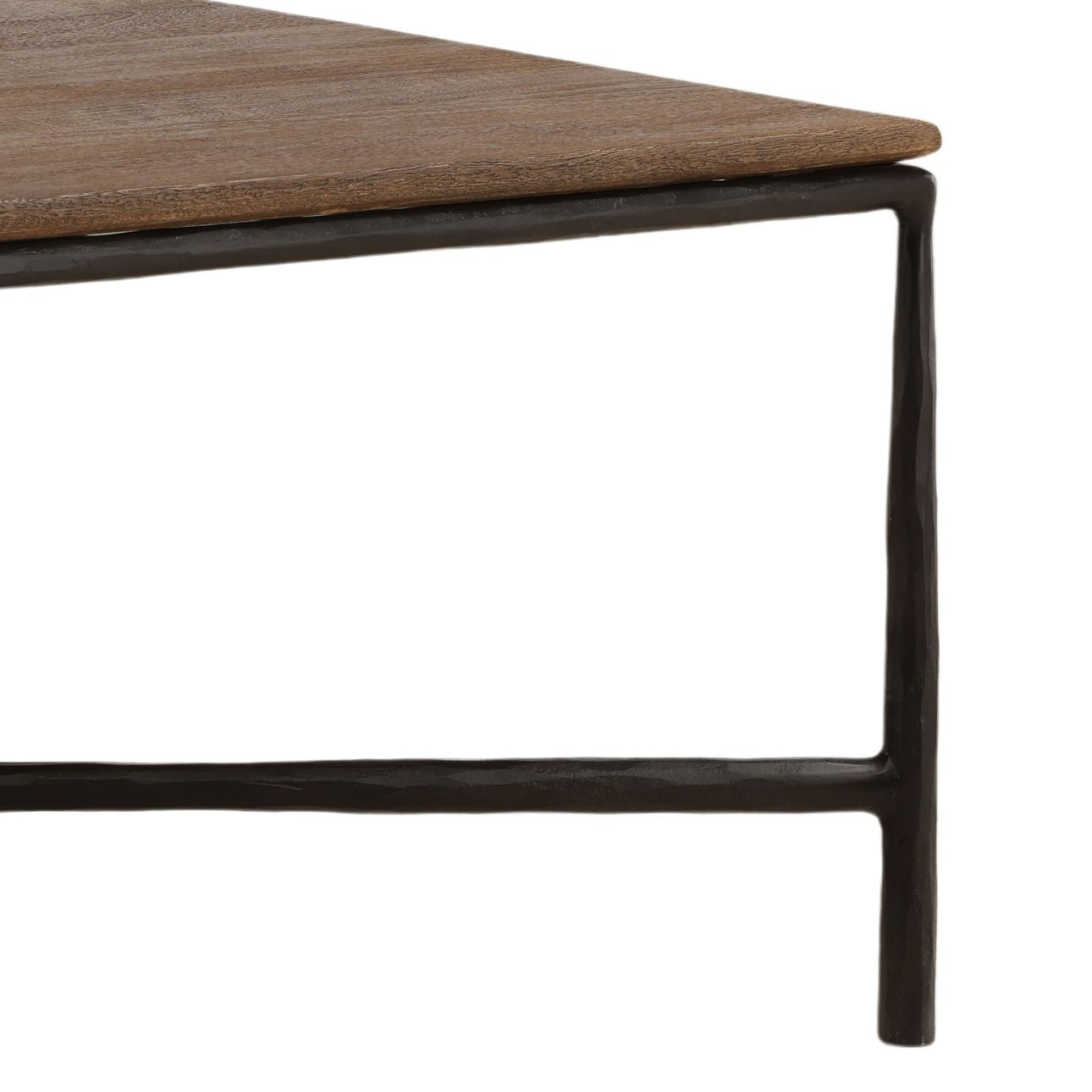 Brown and Black Mango Wood and Iron Table 52 in Wide