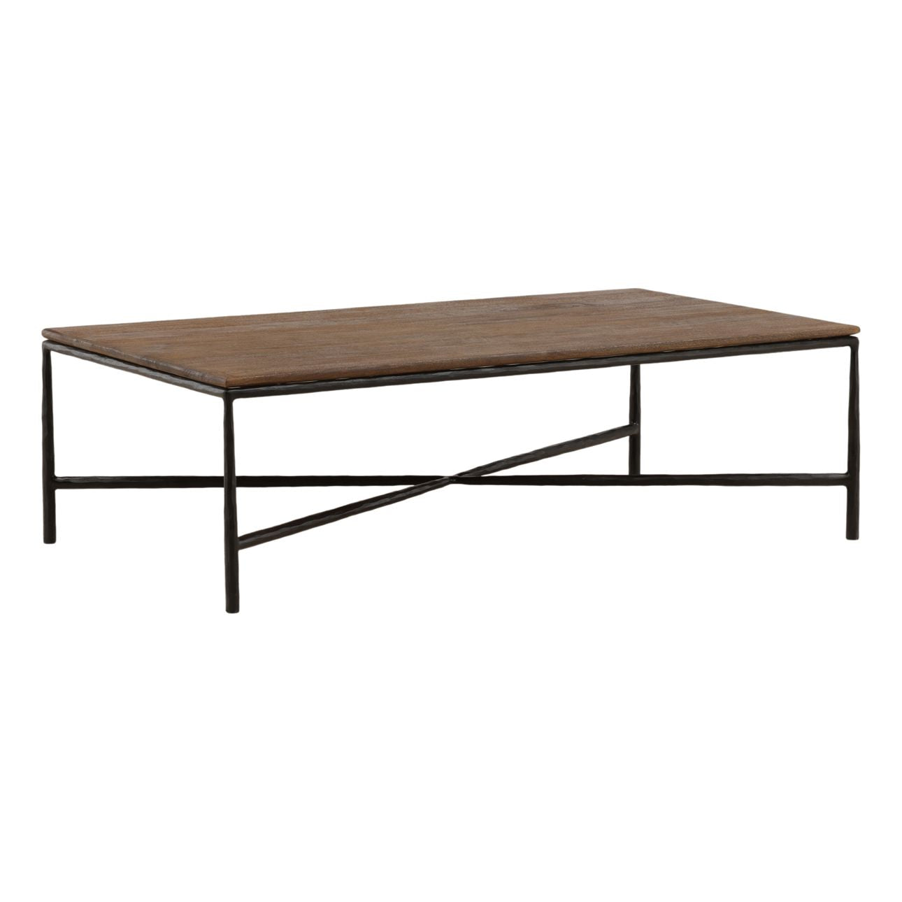 Brown and Black Mango Wood and Iron Table 52 in Wide