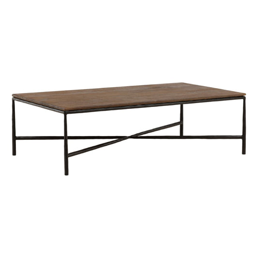 Brown and Black Mango Wood and Iron Table 52 in Wide