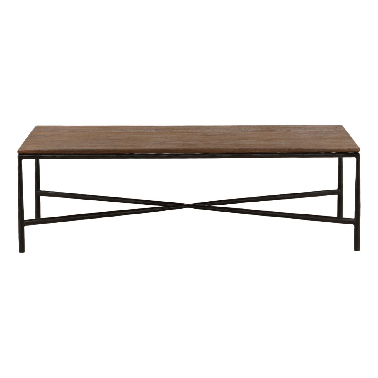 Brown and Black Mango Wood and Iron Table 52 in Wide