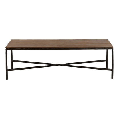 Brown and Black Mango Wood and Iron Table 52 in Wide