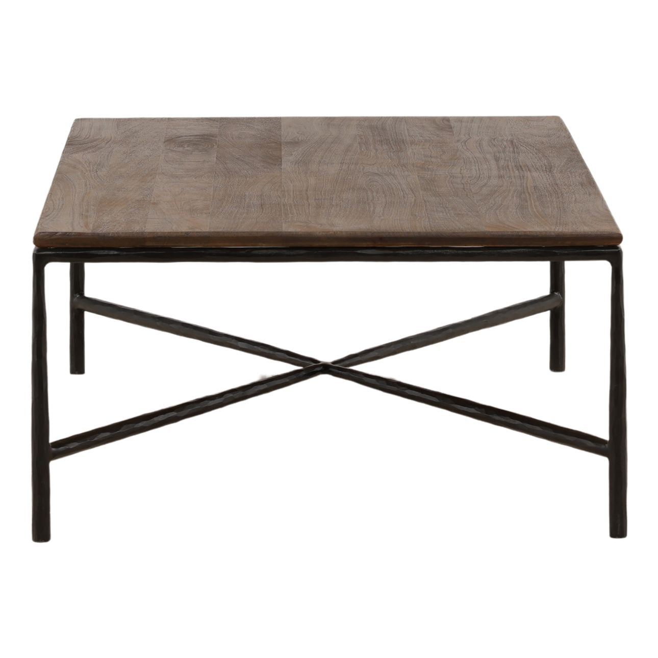 Brown and Black Mango Wood and Iron Table 52 in Wide