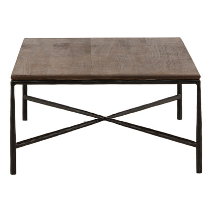 Brown and Black Mango Wood and Iron Table 52 in Wide