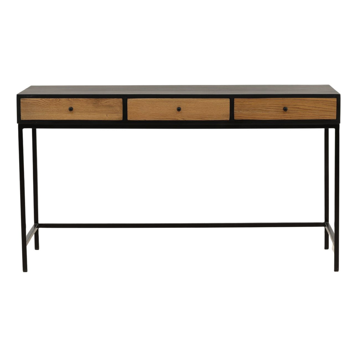 Elevated Mango Wood, Oak Veneer and Iron Desk