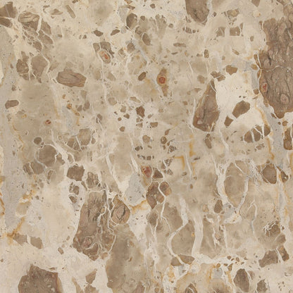 Beige and Antique Brass Tendu Marble, Glass and Iron Table 52 in Wide