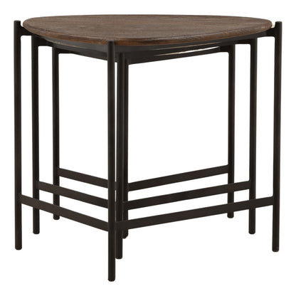 Brown, Green, and Beige Marble and Black Iron, Mango Wood, Bidasar and Tendu Marble Table 23 in Wide