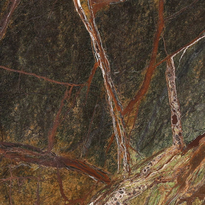 Brown, Green, and Beige Marble and Black Iron, Mango Wood, Bidasar and Tendu Marble Table 23 in Wide