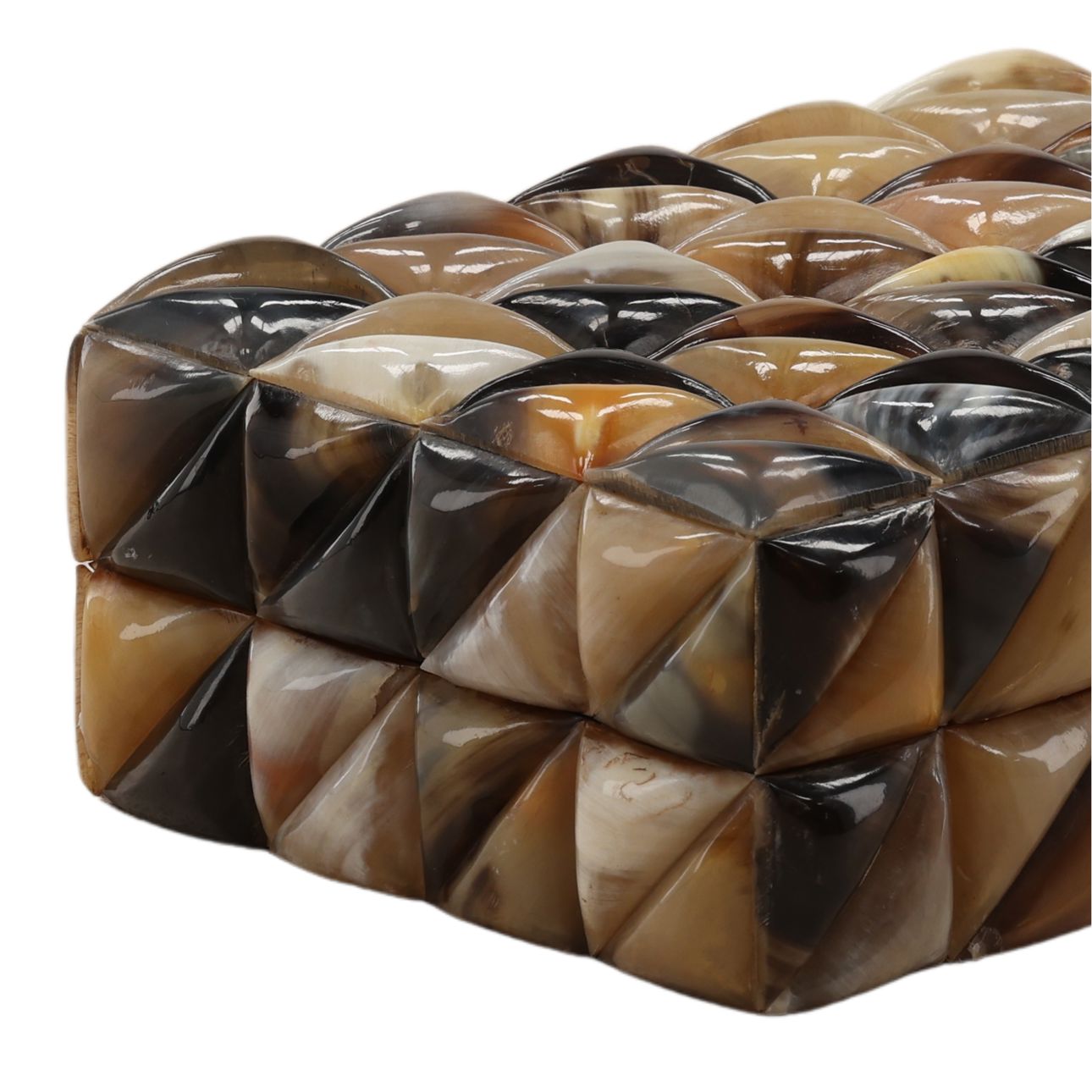 Black Natural Horn and Engineered Wood Box 8 in Wide