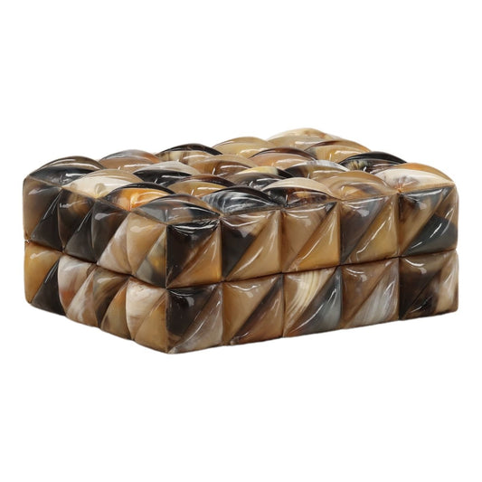 Black Natural Horn and Engineered Wood Box 8 in Wide