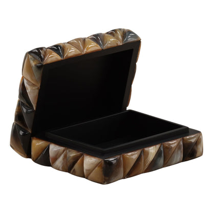 Black Natural Horn and Engineered Wood Box 8 in Wide