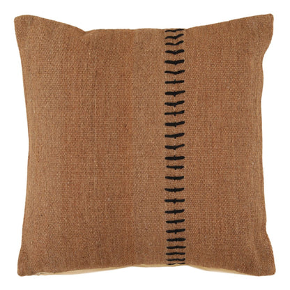 Taupe with Black Accents 100% Wool Cover with Down Alternative Insert Pillow 20 in Wide