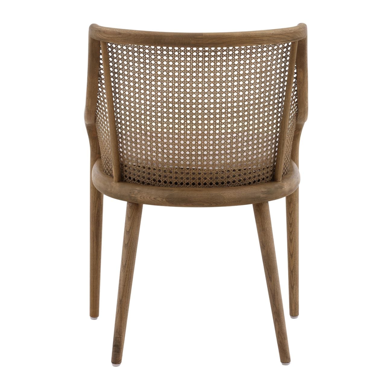Medium Brown Wood and Beige Cushion Ash Wood with Rattan and Linen Upholstered Seat Chair 22.5 in Wide
