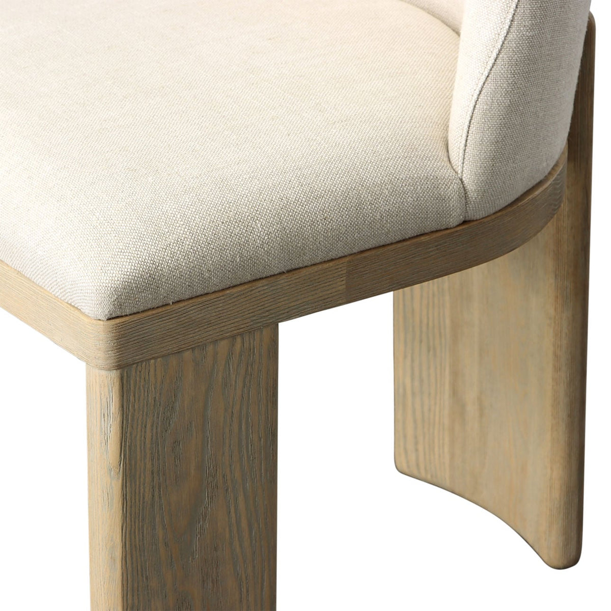 Refined Linen Upholstery and Ash Wood Dining Chair