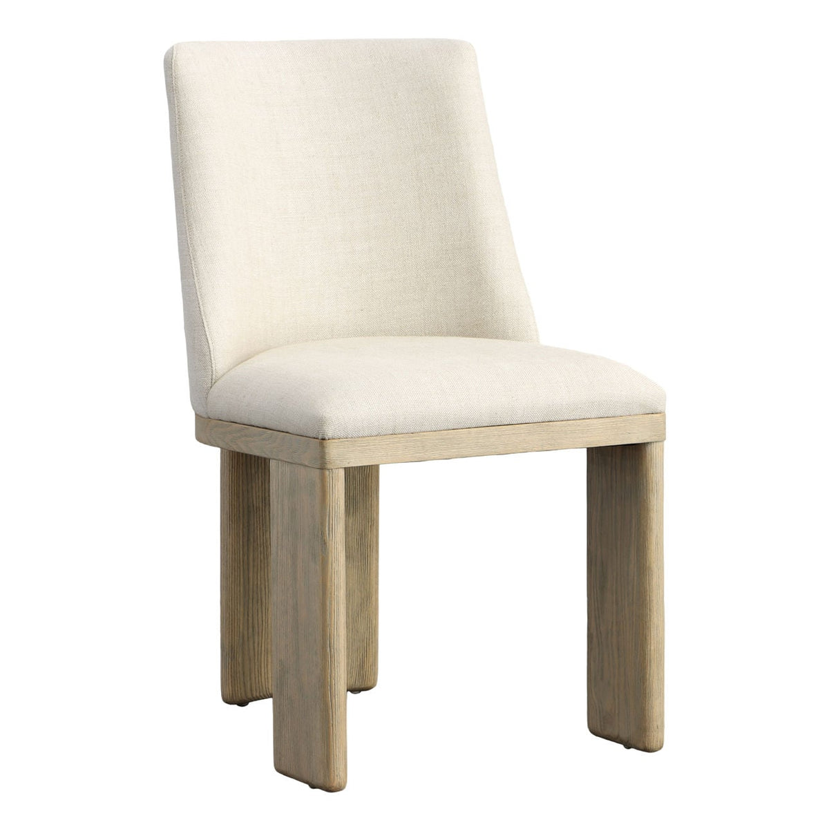 Refined Linen Upholstery and Ash Wood Dining Chair
