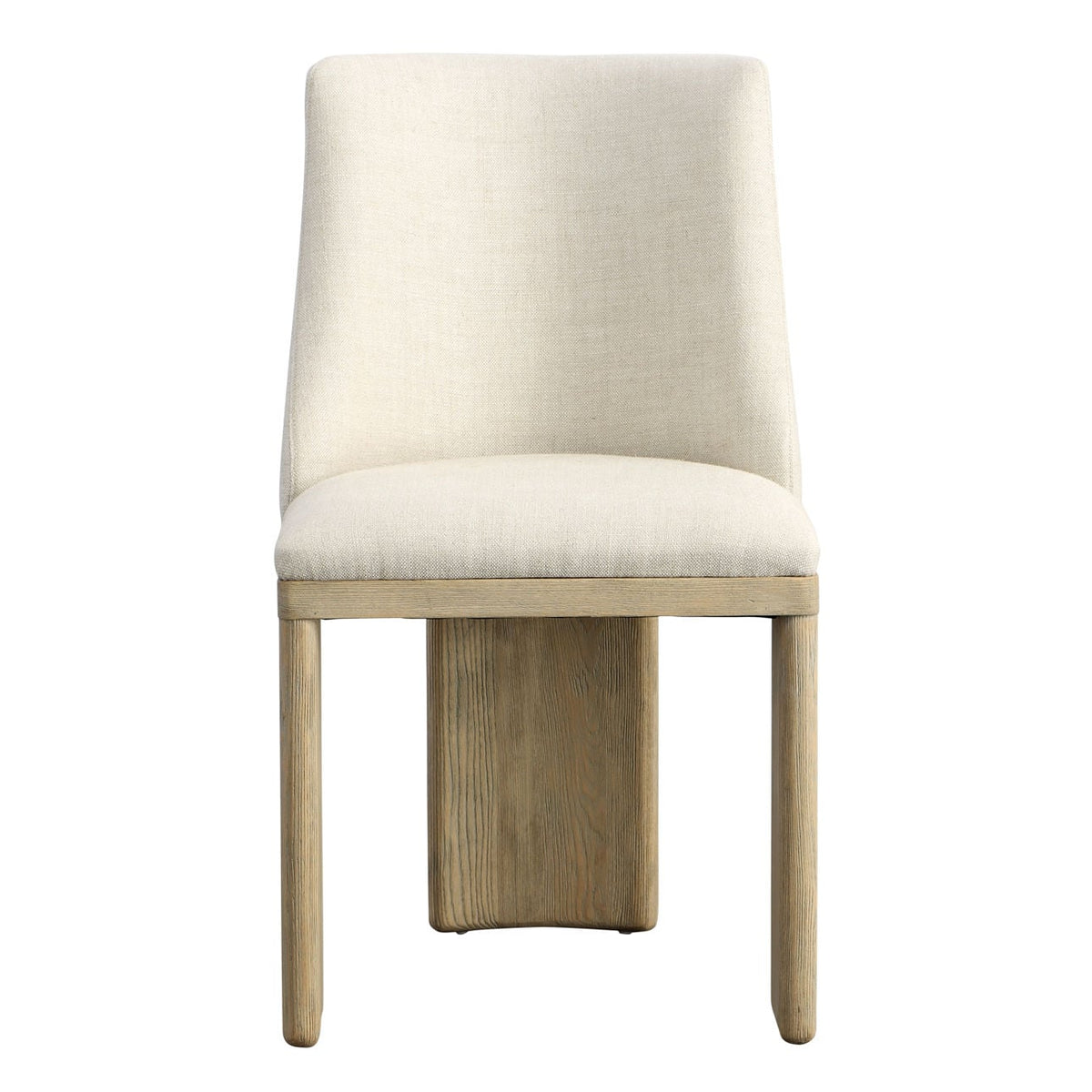 Refined Linen Upholstery and Ash Wood Dining Chair
