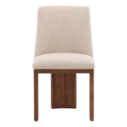Yukon Sand and Brown Boucle Upholstery and Ash Wood Chair 20 in Wide