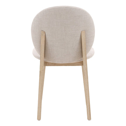 Taupe and Natural Linen Fabric and Ash Wood Chair 18.5 in Wide
