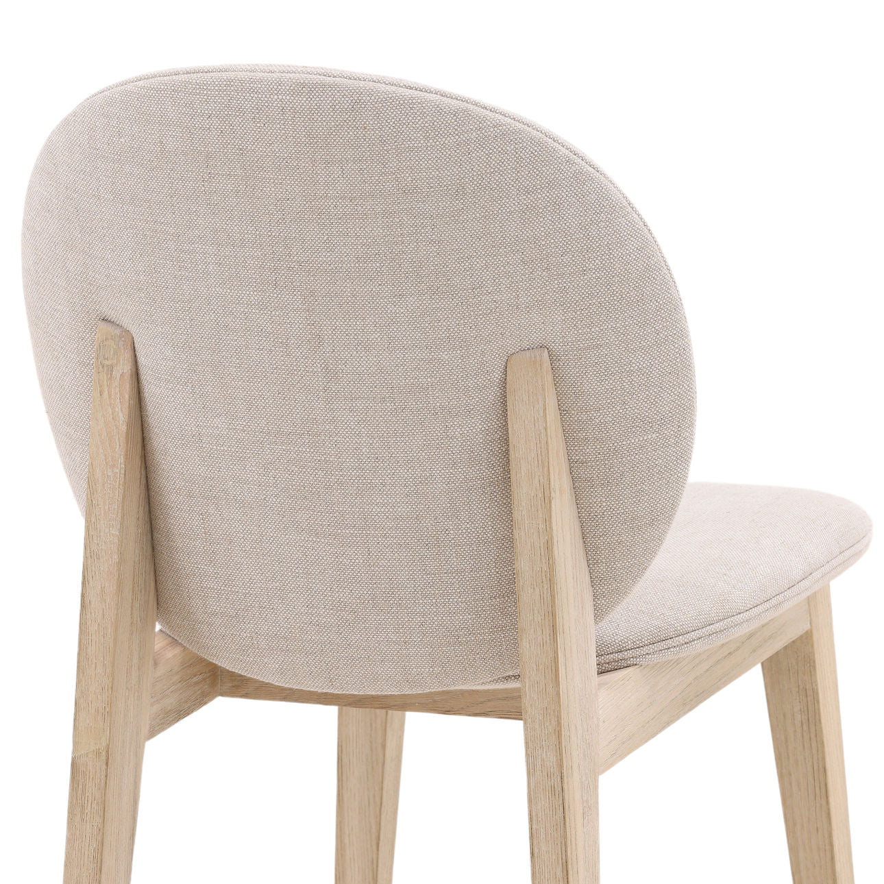 Taupe and Natural Linen Fabric and Ash Wood Chair 18.5 in Wide