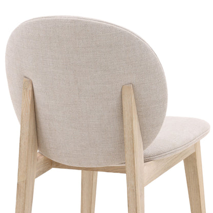 Taupe and Natural Linen Fabric and Ash Wood Chair 18.5 in Wide
