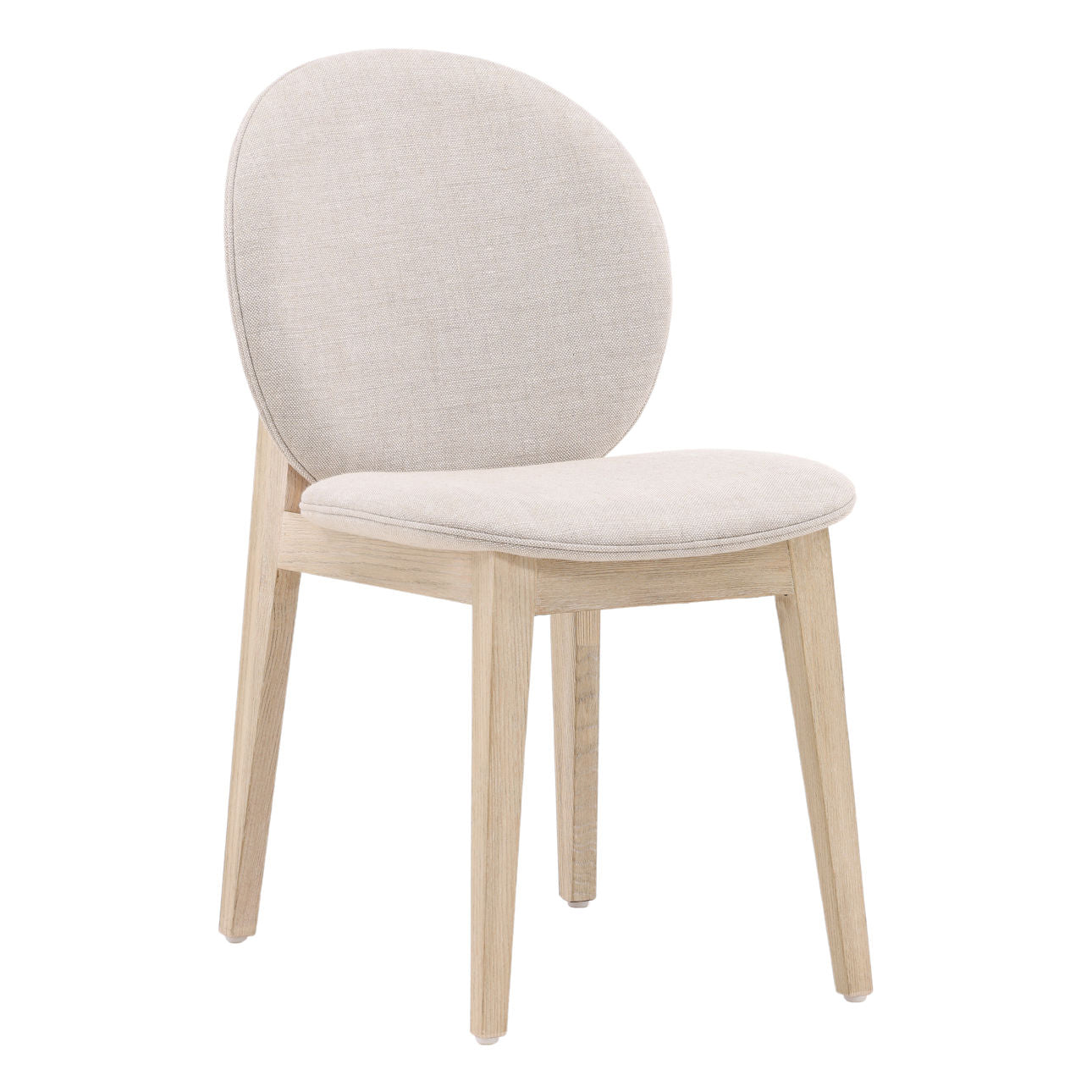 Taupe and Natural Linen Fabric and Ash Wood Chair 18.5 in Wide