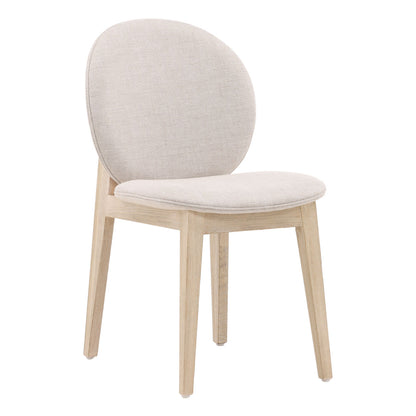 Taupe and Natural Linen Fabric and Ash Wood Chair 18.5 in Wide