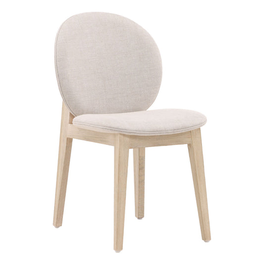 Taupe and Natural Linen Fabric and Ash Wood Chair 18.5 in Wide