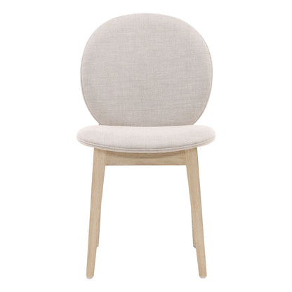 Taupe and Natural Linen Fabric and Ash Wood Chair 18.5 in Wide