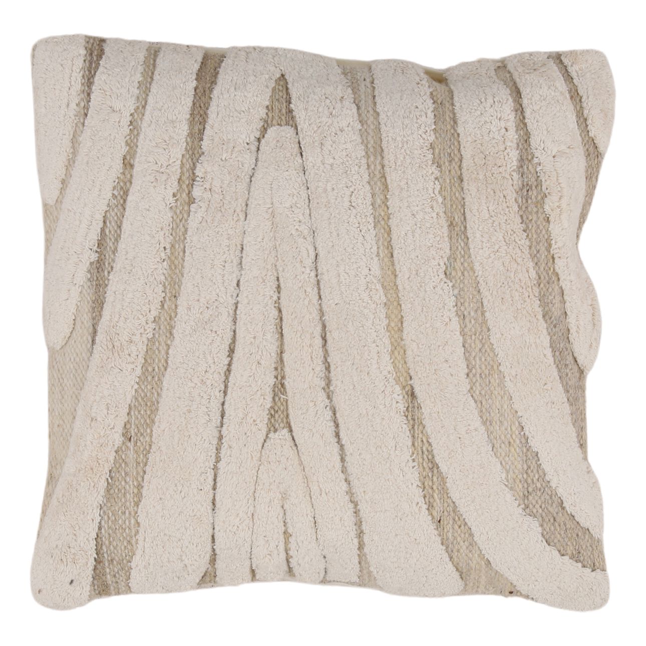 Ivory Tufted Cotton and Wool Cover Pillow 20 in Wide