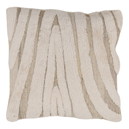Ivory Tufted Cotton and Wool Cover Pillow 20 in Wide