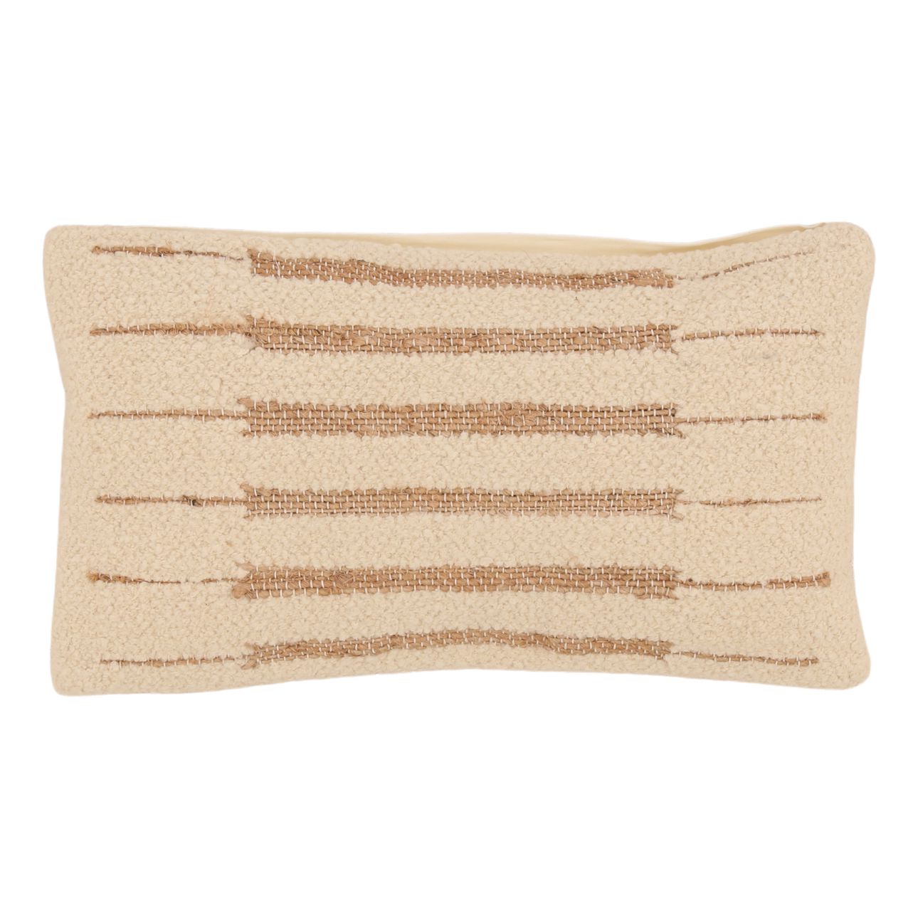 Cream Handwoven Jute and Wool Cover Pillow 24 in Wide