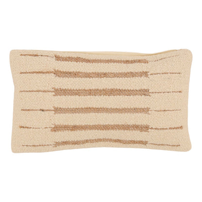 Cream Handwoven Jute and Wool Cover Pillow 24 in Wide