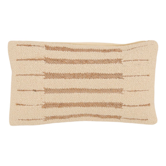 Cream Handwoven Jute and Wool Cover Pillow 24 in Wide