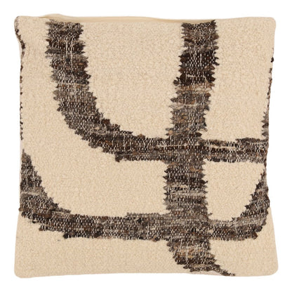 Charcoal and Ivory Handwoven Wool Cover Pillow 20 in Wide