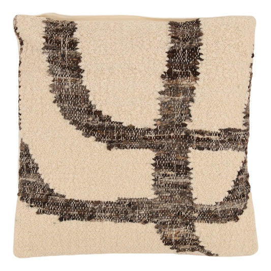 Charcoal and Ivory Handwoven Wool Cover Pillow 20 in Wide