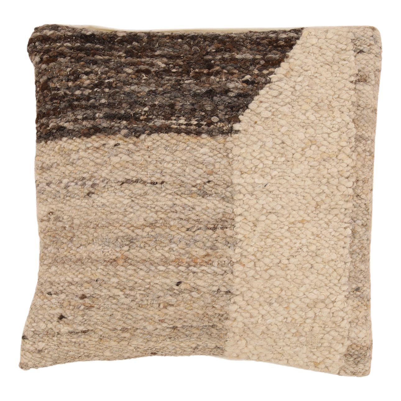Charcoal and Ivory Handwoven Wool Cover Pillow 20 in Wide
