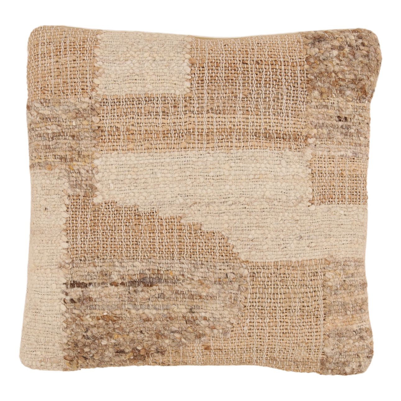 Sand Handwoven Jute and Wool Cover Pillow 20 in Wide